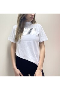 Gümüş Baskılı Basic T-Shirt