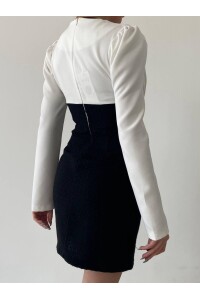 Jessica Üst Dalgıç Etek Düğmeli Mini Elbise