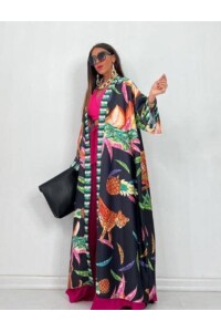 Şerit Detaylı Bol Kesim,Kimono Elbise